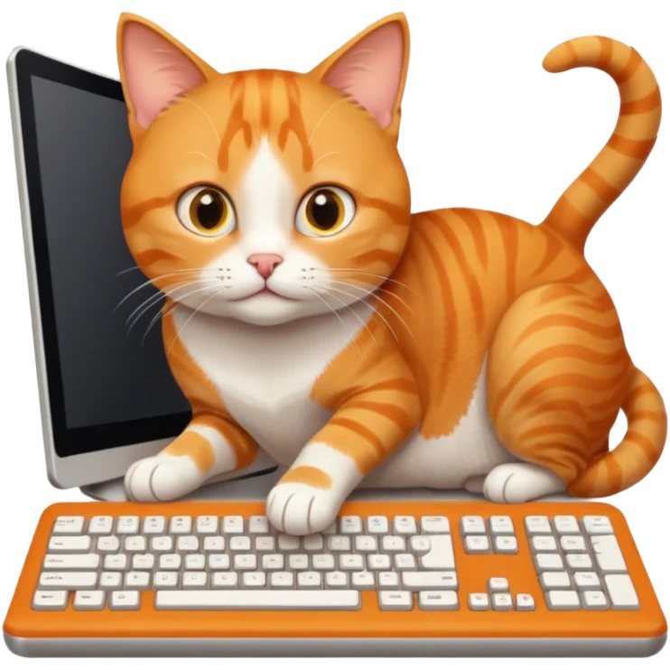 a cat playing on a computer emoji