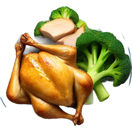 Roasted chicken and broccoli on a plate emoji