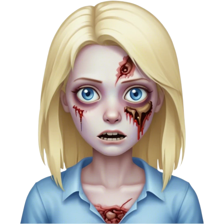Mulher zumbi, loira, olhos azuis, cabelo liso escorrido  emoji