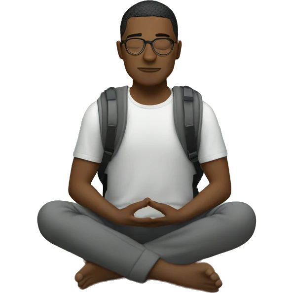vacation in a circle withsomeone meditating at home laptop sticking out backpack emoji