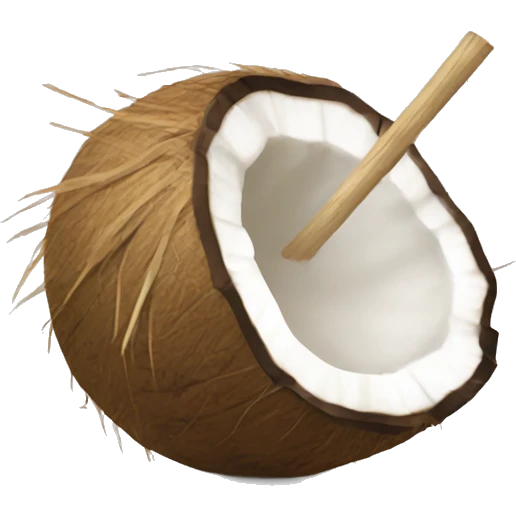 Coconut with straw for coconut water emoji