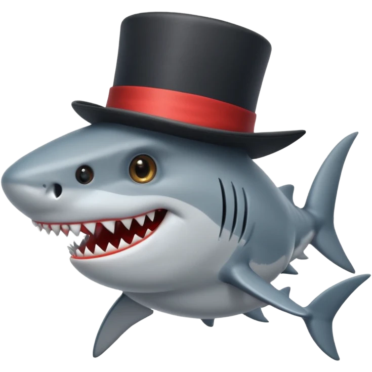 Shark with a top hat emoji