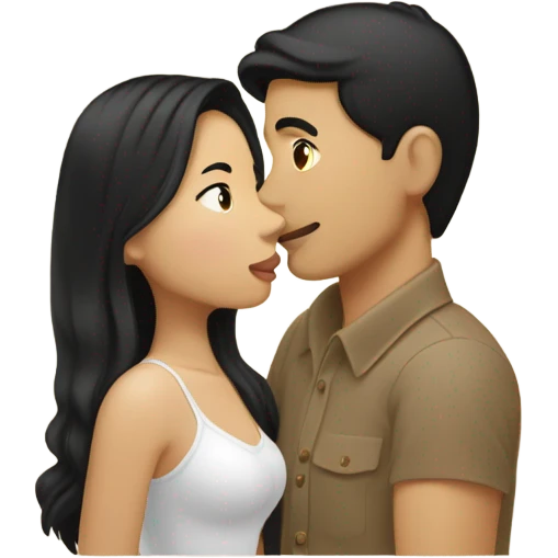 tan skin LAO man with brown eye black hair light fair skin woman kissing  emoji