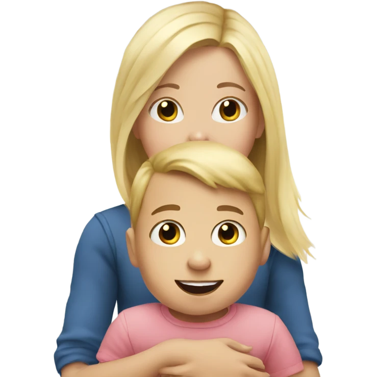 Blonde Girl with baby brother emoji
