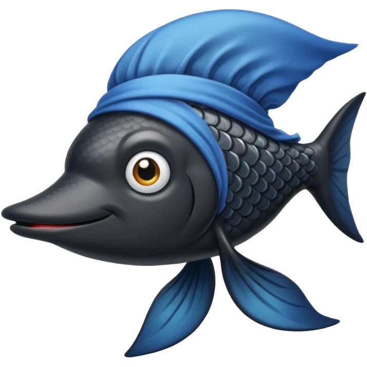 Black fish with a durag- not fully black just dark emoji