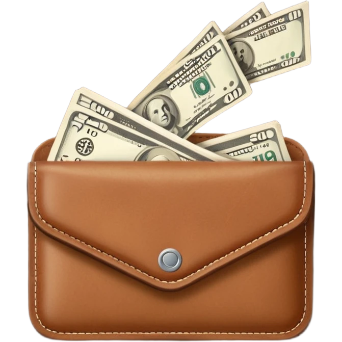 Wallet with fully flying out emoji