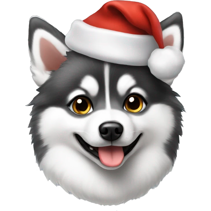 This Cute Pomsky dog with Christmas hat  emoji