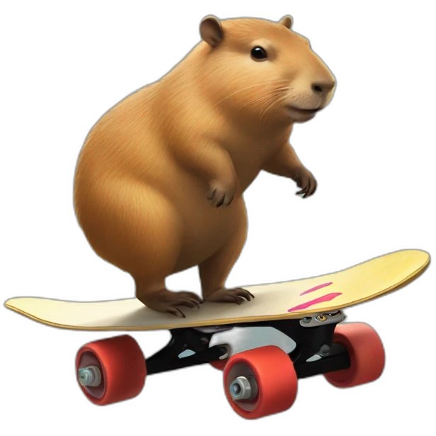 capybara riding a onewheel skateboard emoji