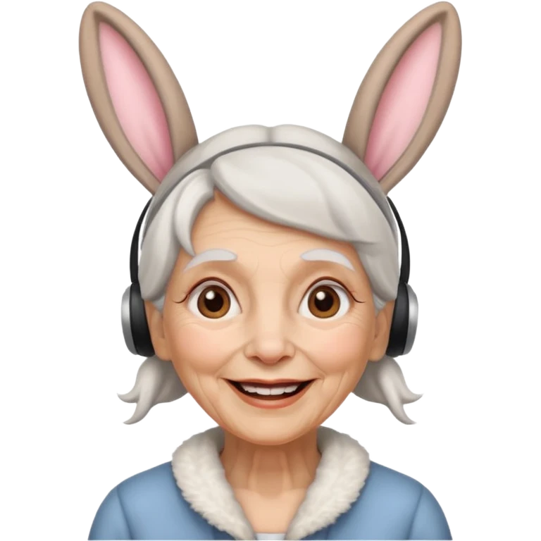 old woman with bunny ears emoji
