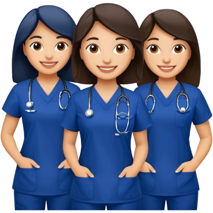 Latinas friends with navy blue scrubs  emoji