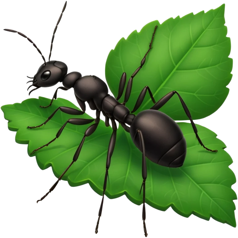 a black ant on leaf emoji
