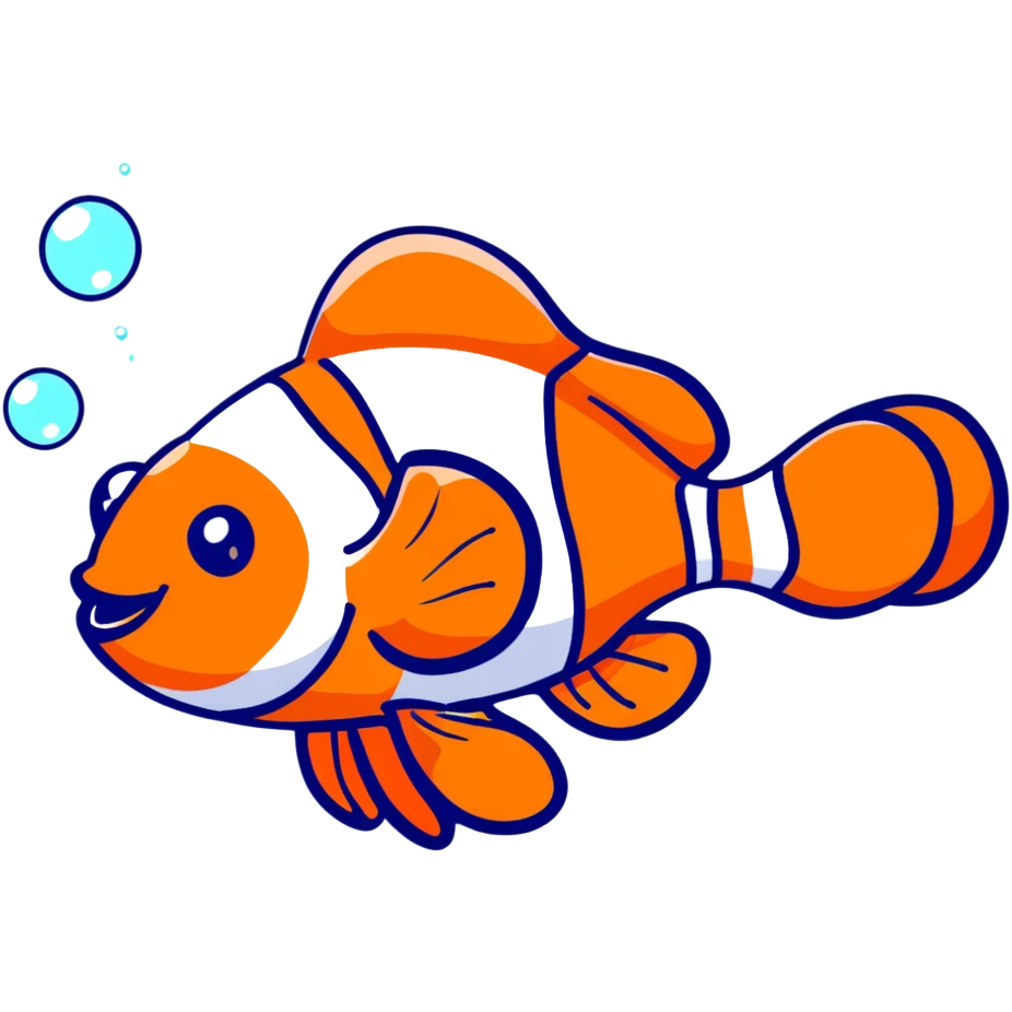happy clownfish with bubbles emoji