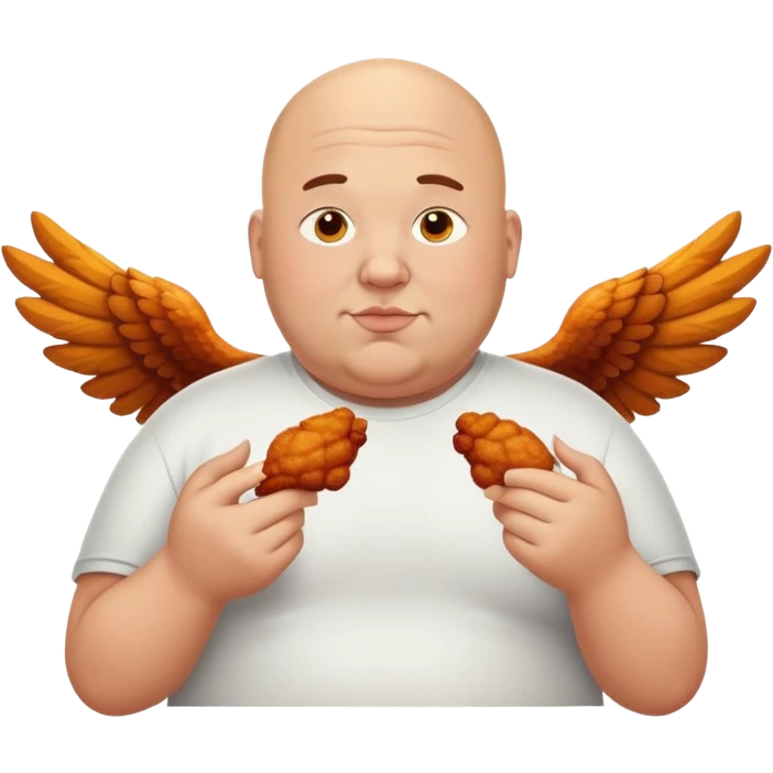 Fat bald man eating wings emoji