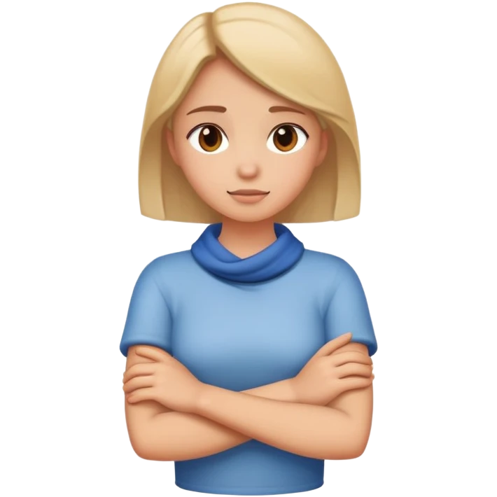 A girl crossed arms around neck emoji
