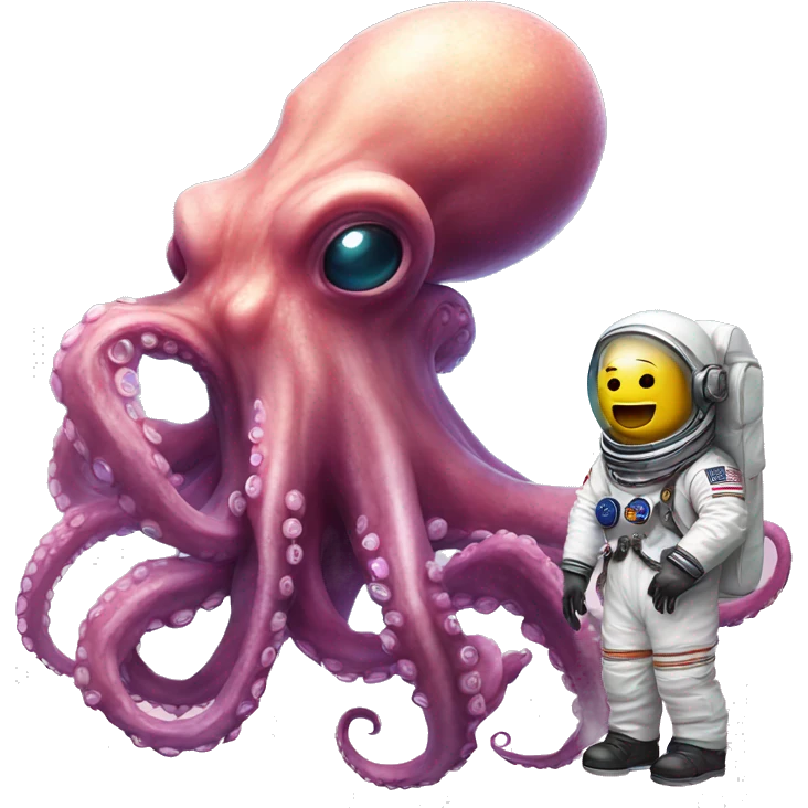 Alien Octopus next to astronaut  emoji