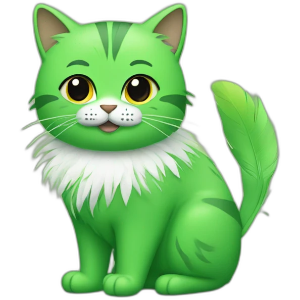 Green cat with feathers instead of hair emoji