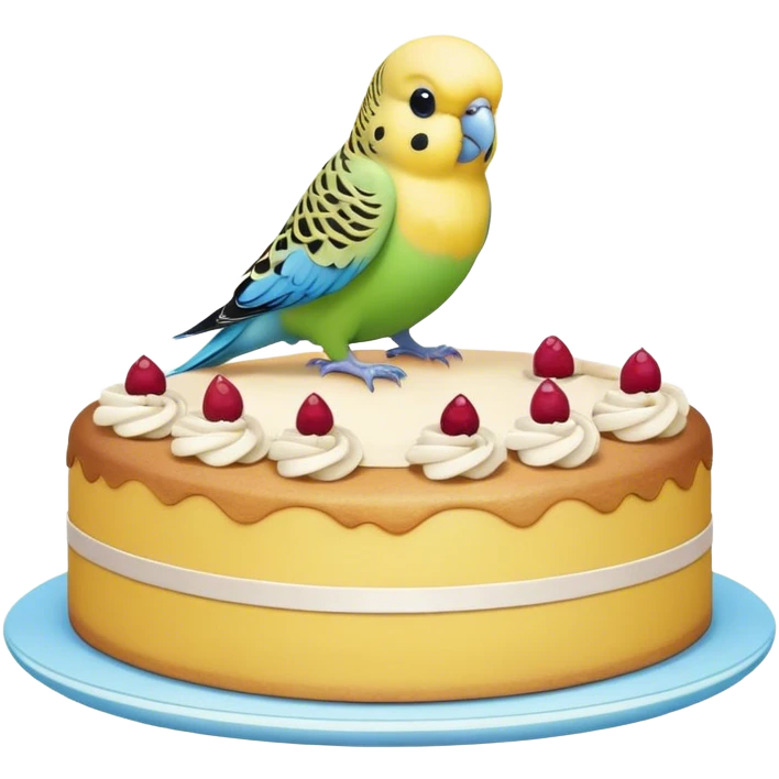 budgie and a cake emoji