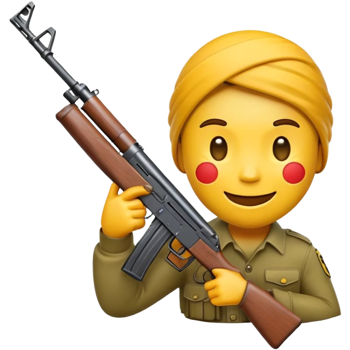yellow face emoji holding ak emoji