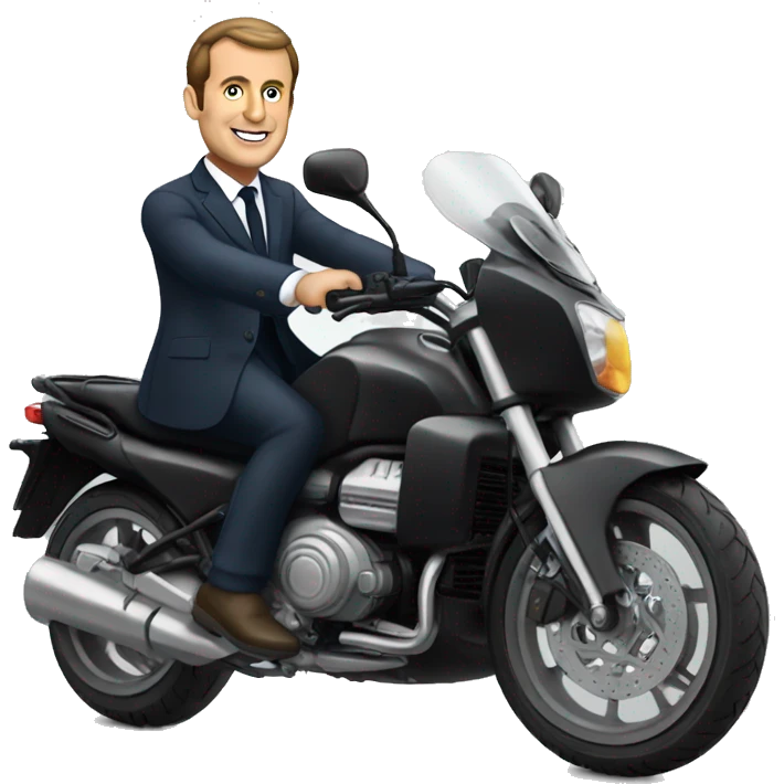 Macron sur un moto emoji