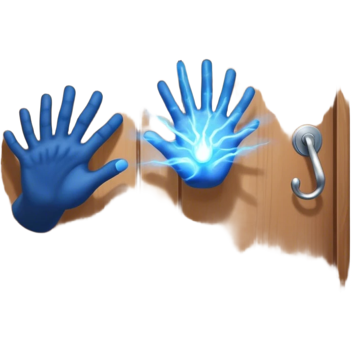 *"A closed door, a determined hand knocking—where knuckles meet wood, an intense blue magical energy pulses outward. Success isn’t about waiting; it’s about knocking until the world answers."*   emoji