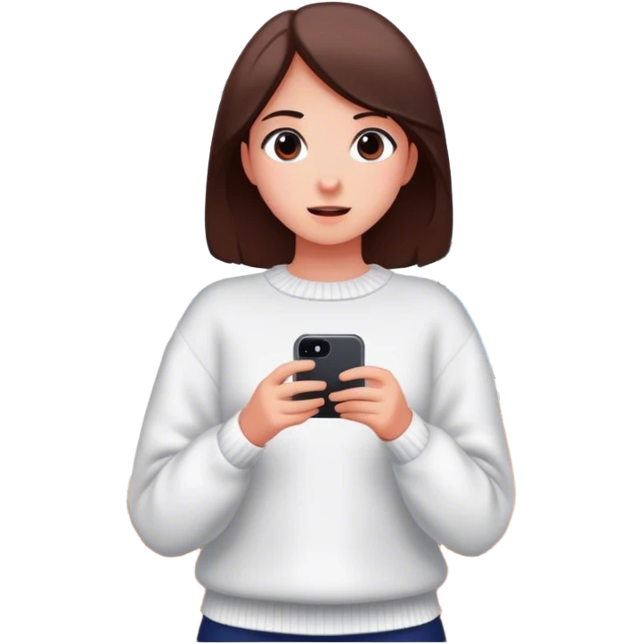 girl in white sweater indoors emoji