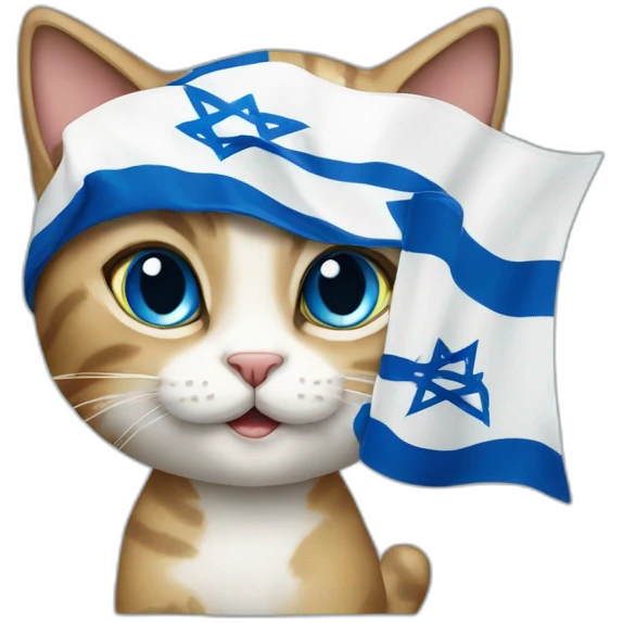 Cat with Israel flag emoji