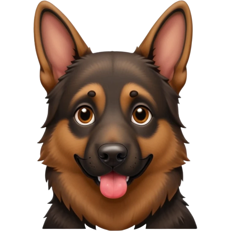 cartoon style dark German Shepherd dog with its tongue hanging out long emoji