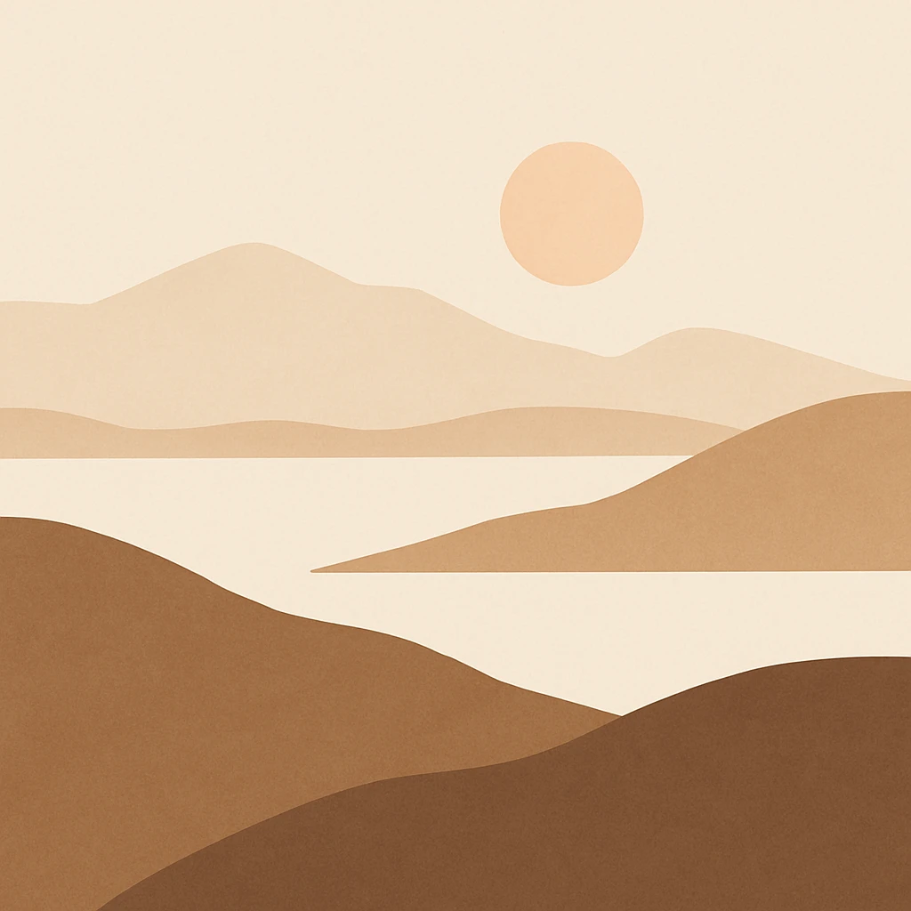 minimalist landscape, simple and serene, general style emoji