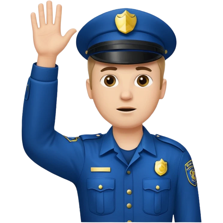 a white police man with one hand up telling the traffic to stop emoji
