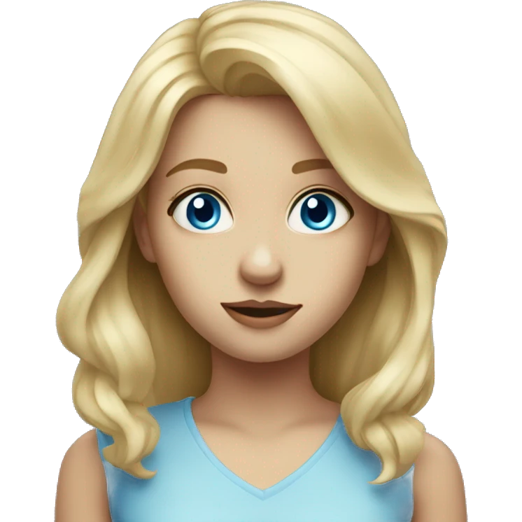 blonde girl portrait with blue eyes looking forward emoji