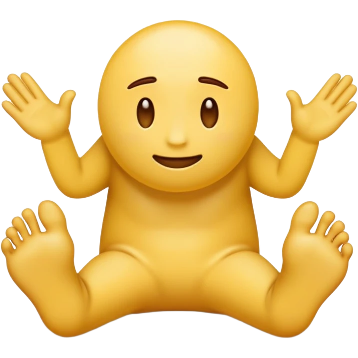 Classic yellow emoji, spreading his asshole with his fingers so you can see inside his ass, with feet out emoji