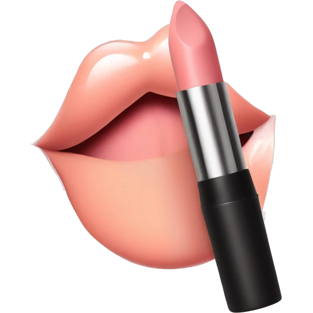Beautiful lipstick with an applicator in pink peach shades emoji
