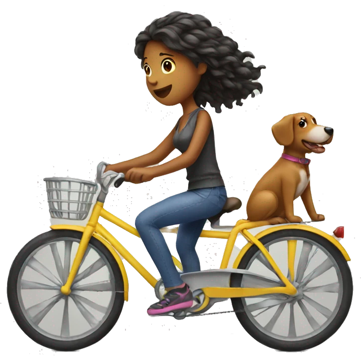 girl ride a bike dog emoji