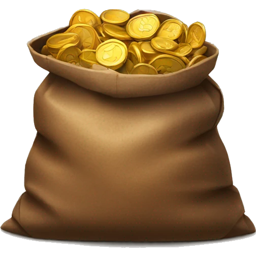 old open dark brown bag full of coins emoji