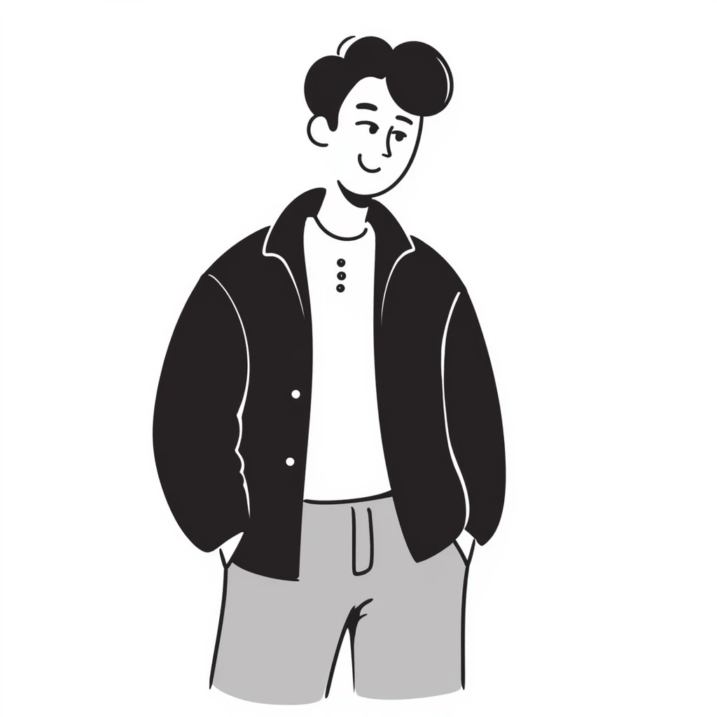 Korean man with charming smile and contemporary style emoji
