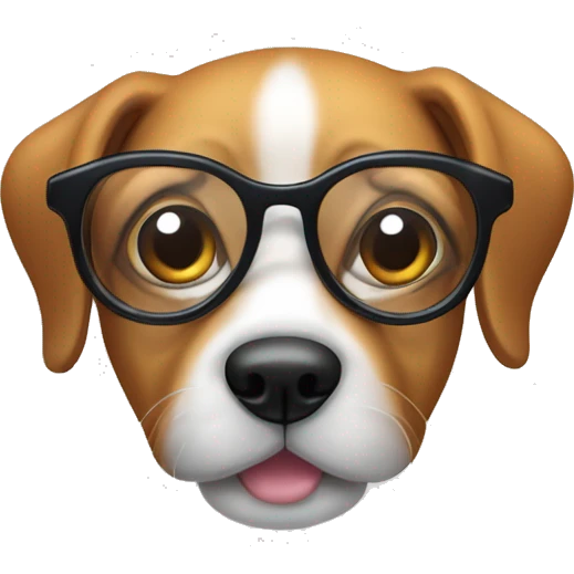 Perro tierno con lentes filosofico emoji