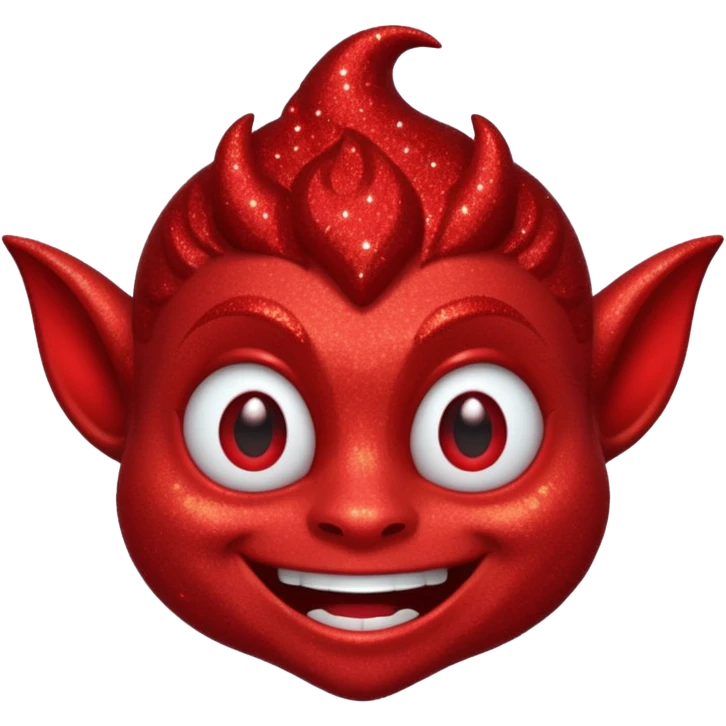 red glitter smilling imp emoji