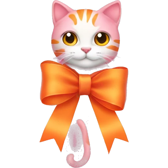 Pink bow ribbon with orange cat emoji