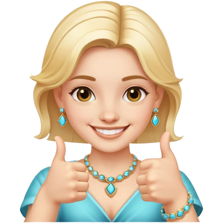smiling girl with jewelry doing thumbs up emoji