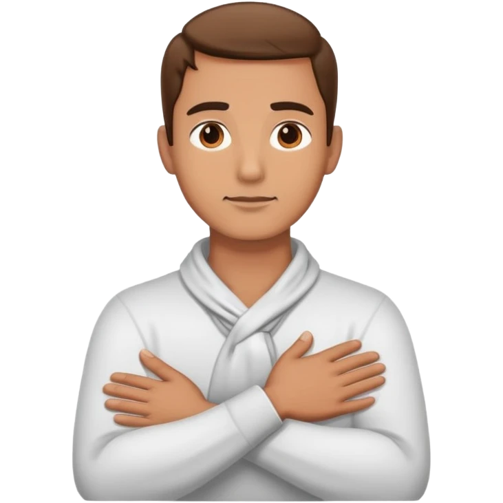 A guy with hands crossed around neck  emoji