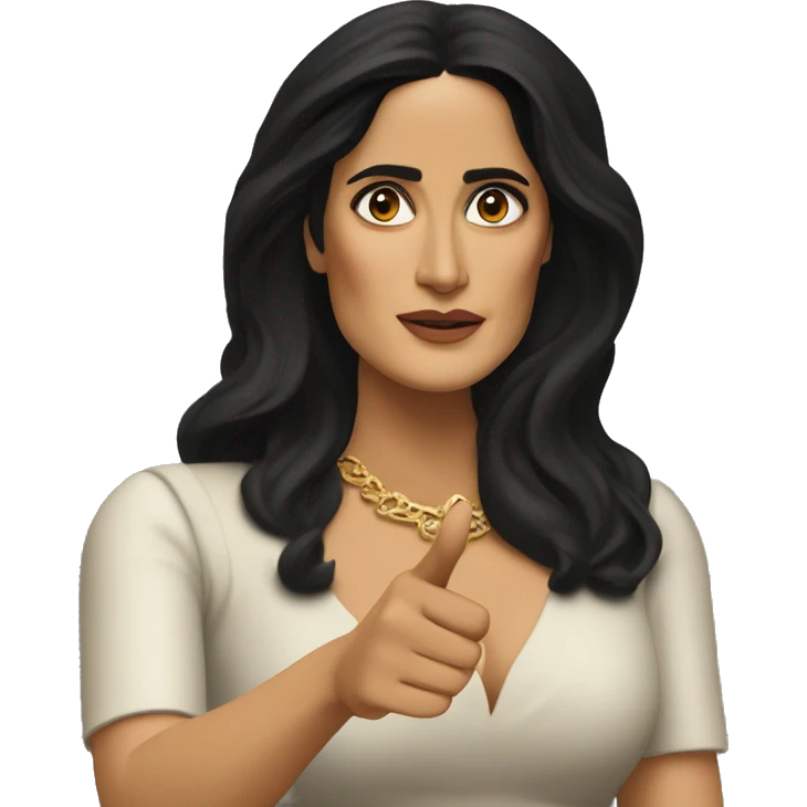 Salma Hayek pointing forward  emoji