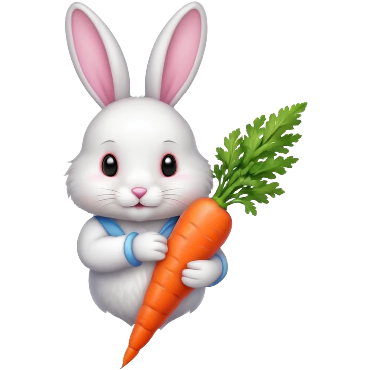A white and pink bunny holding a carrot  emoji