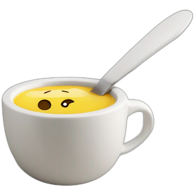 taza de ceramica agarrando una cuchara emoji