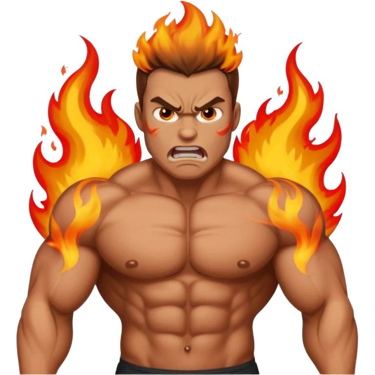 burning angry bodybuilder man  emoji