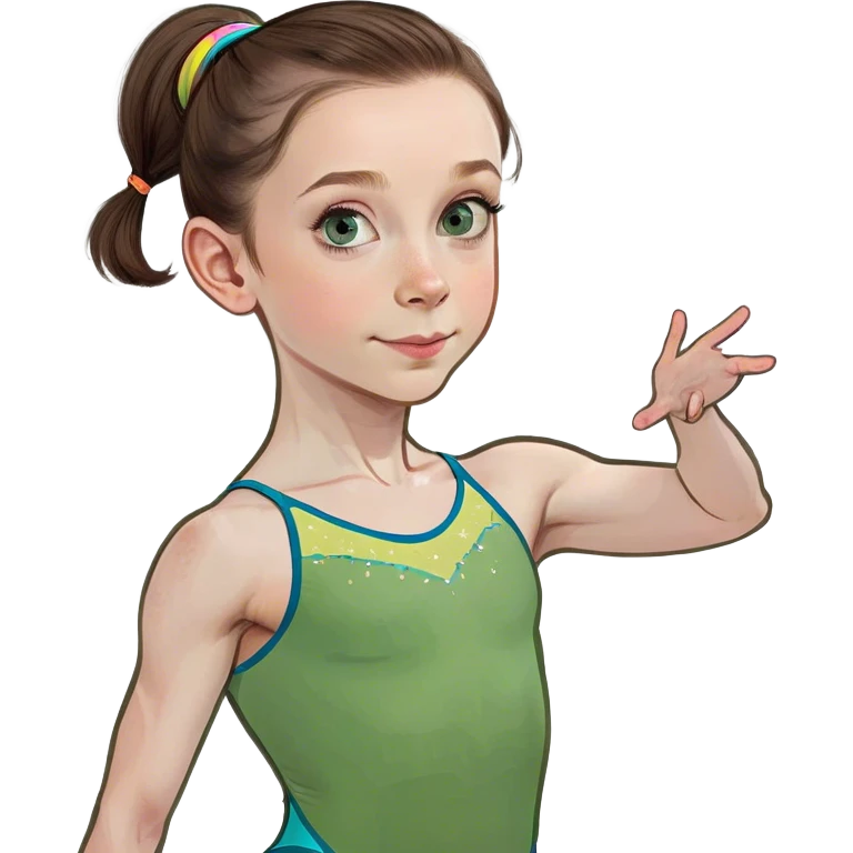 Gymnast age 10 brown hair and blue eyes and pale skin emoji