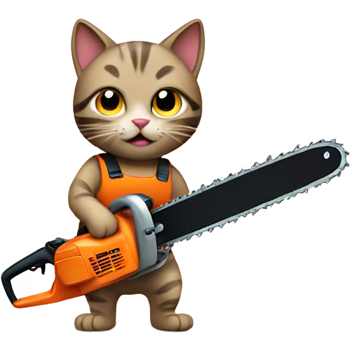 Cat with chainsaw emoji