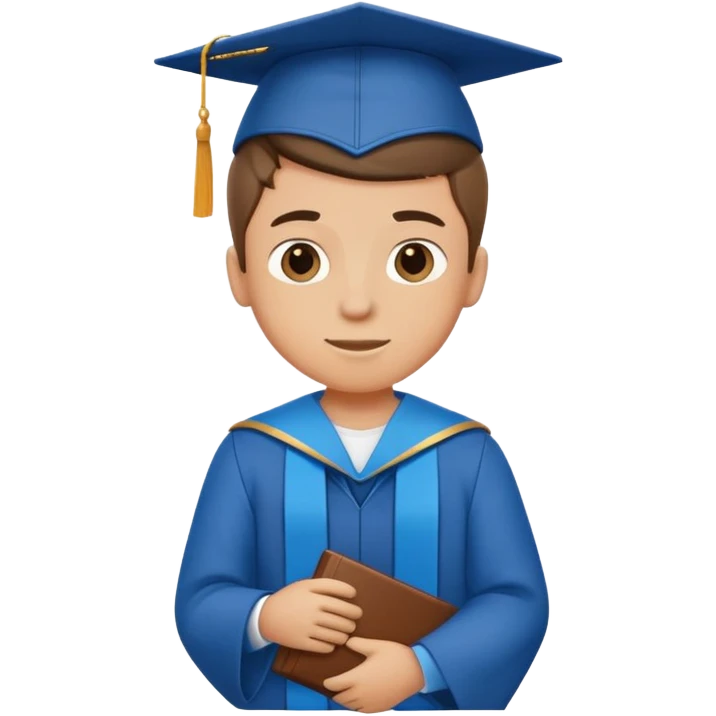 Generate a boy's master's emoji with a blue bachelor's degree. emoji