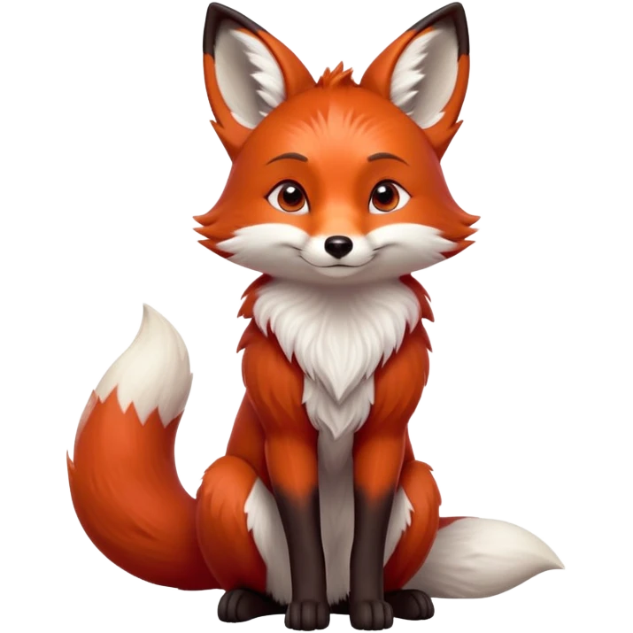 cinematic-noble [fox]-realistic-full-body-sitting-emoji,-tail-tucked-close,-head-tilted-dramatically,-fox-[red]-fur,-simplified-yet-realistic-focused-features,-highly-detailed,-glowing-with-an-almost-sarcastic-glow  expressive eyes emoji