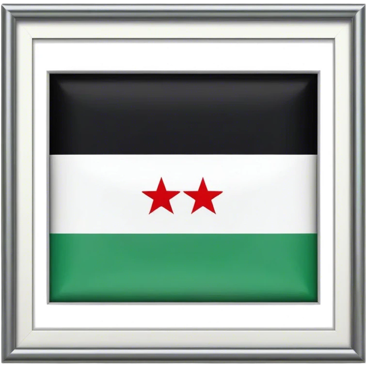 علم شبيه بهذا العلم🇸🇾 لكم من فوق اخضر ومن المنتصف ابيض يوجد فيه ثلاثة نجوم خضر ومن الاسفل اسود emoji