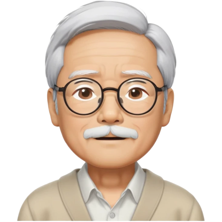_cinematic-realistic-portrait-of-hayao-miyazaki,-depicted-with--large-rectangular-glasses,-his-happy-expression-rendered-in-lifelike-detail,-illuminated-with-soft,-realistic-lighting-that-emphasizes-his-creative-genius, his eyes shut   emoji